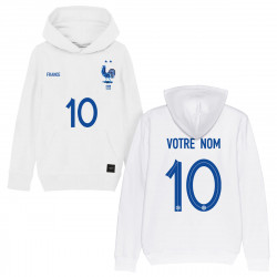 Équipe de France foot 2025 personnalisable - Hoodie enfant - Blanc - Caudie