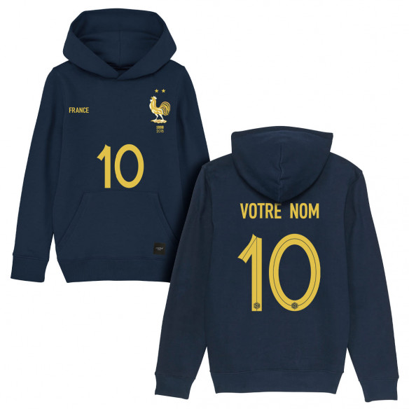 Équipe de France foot 2025 personnalisable - Hoodie enfant - Navy - Caudie