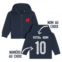 Équipe de France rugby 2025 personnalisable - Hoodie zippé bébé - Navy - Caudie