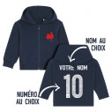 Team France rugby 2024 customizable - Baby zipped hoodie - Navy - Caudie