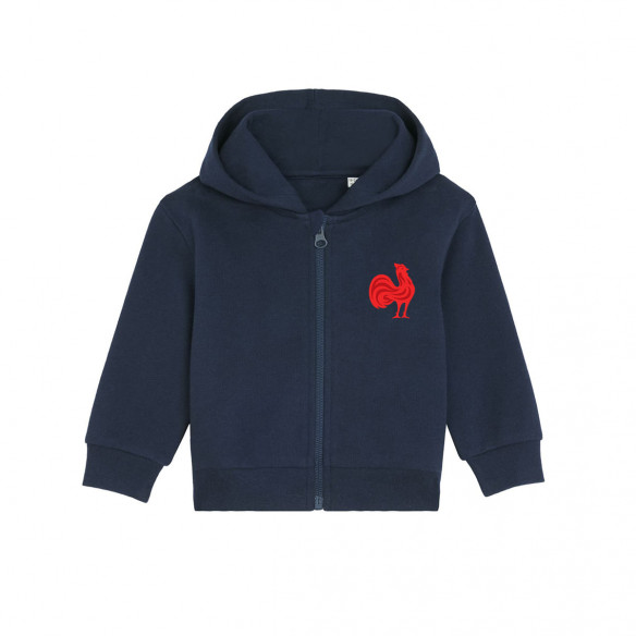 Équipe de France rugby 2025 personnalisable - Hoodie zippé bébé - Navy - Caudie