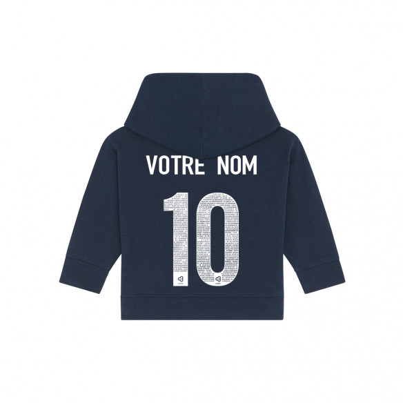 Équipe de France rugby 2025 personnalisable - Hoodie zippé bébé - Navy - Caudie