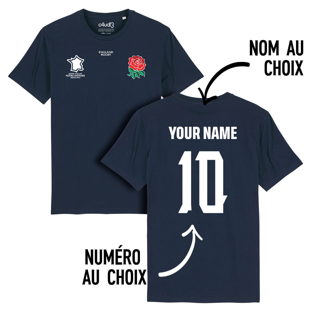 Équipe d Angleterre rugby 2025 personnalisable - T-shirt enfant - Navy - Caudie