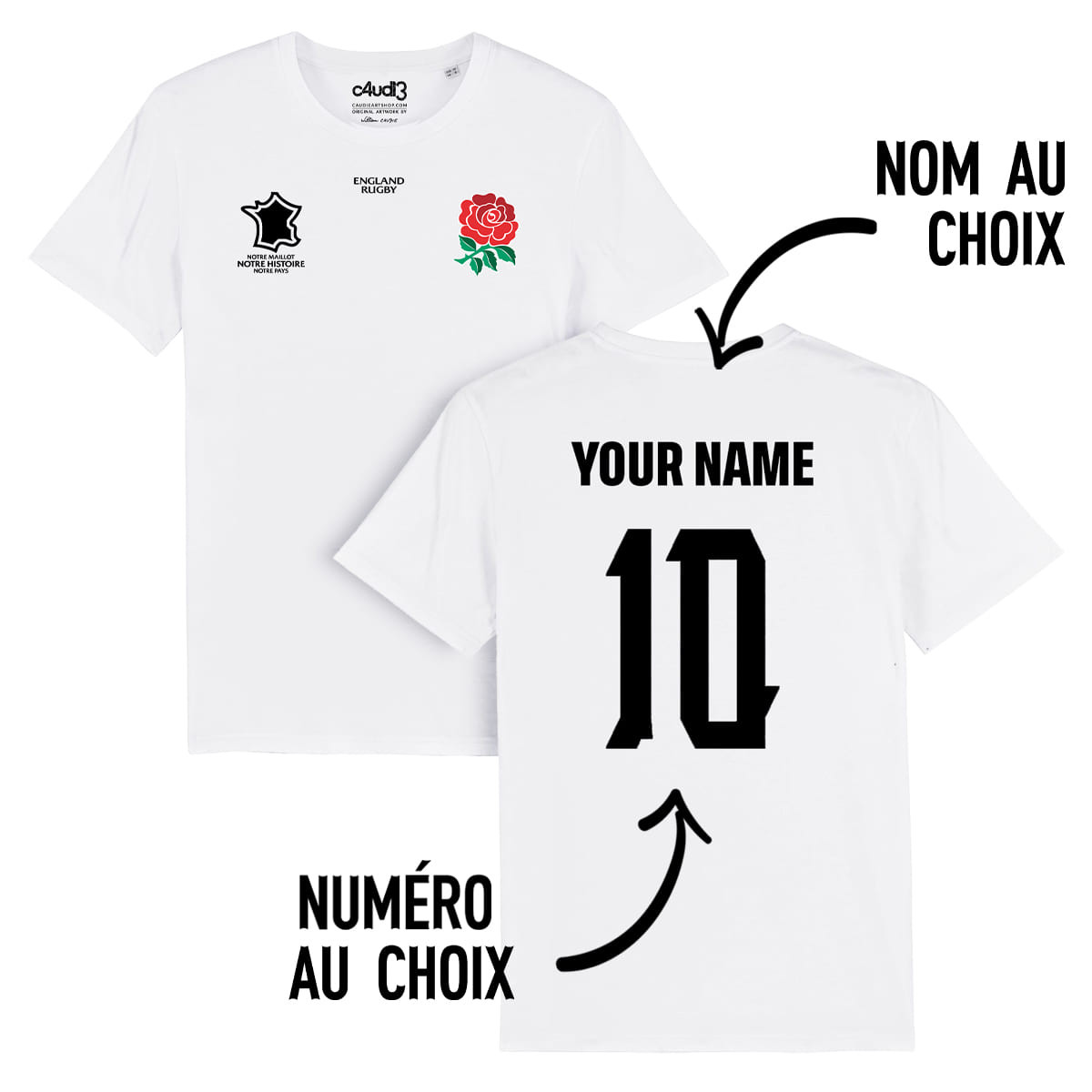 Équipe d Angleterre rugby 2025 personnalisable - T-shirt enfant - Blanc - Caudie