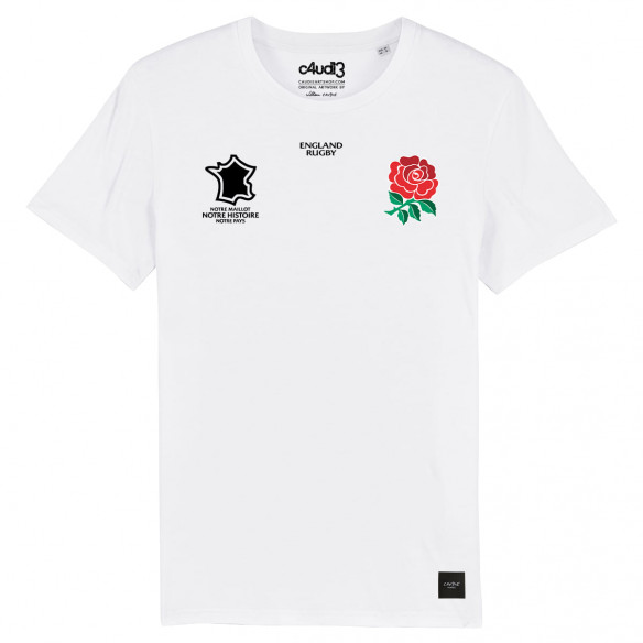 Équipe d'Angleterre rugby 2025 personnalisable - Tee-shirt enfant - Blanc - Caudie
