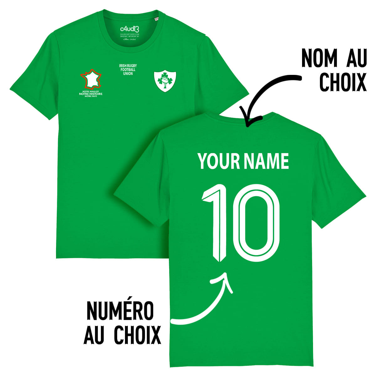 Équipe d Irlande rugby 2025 personnalisable - T-shirt femme - Vert - Caudie