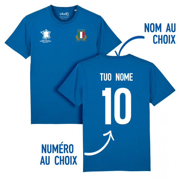 Équipe d'Italie rugby 2025 personnalisable - Tee-shirt homme - Bleu - Caudie