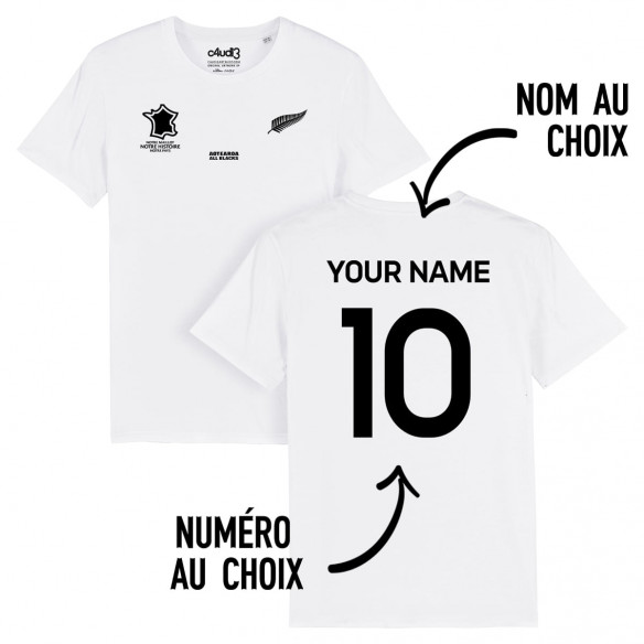 Équipe de Nouvelle-Zélande rugby 2025 personnalisable - Tee-shirt enfant - Blanc - Caudie