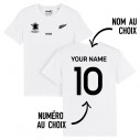 Équipe de Nouvelle-Zélande rugby 2025 personnalisable - Tee-shirt enfant - Blanc - Caudie