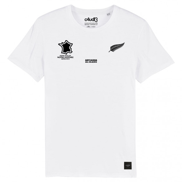 Équipe de Nouvelle-Zélande rugby 2025 personnalisable - Tee-shirt enfant - Blanc - Caudie