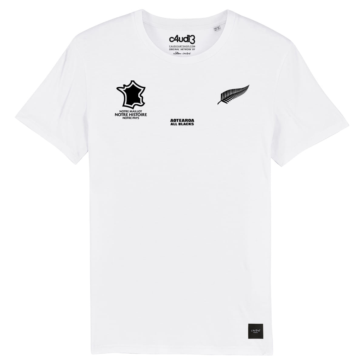 Équipe de Nouvelle-Zélande rugby 2025 personnalisable - T-shirt femme - Blanc - Caudie