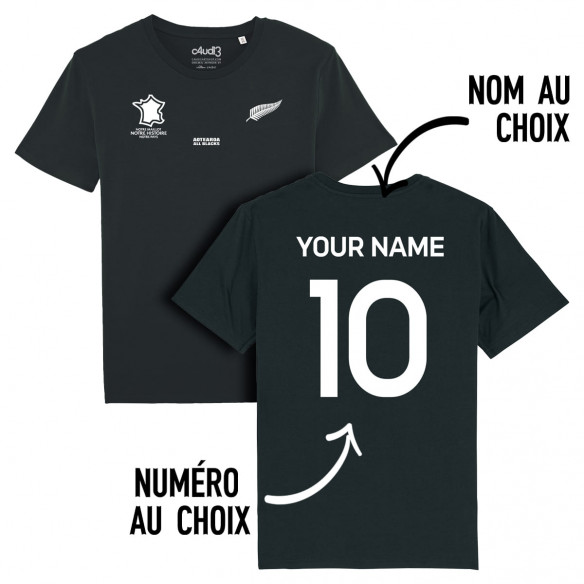 Équipe de Nouvelle-Zélande rugby 2025 personnalisable - Tee-shirt enfant - Noir - Caudie