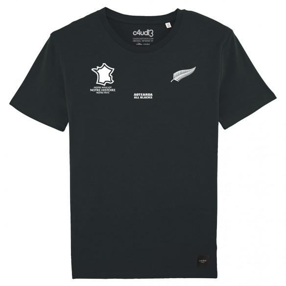Équipe de Nouvelle-Zélande rugby 2025 personnalisable - Tee-shirt enfant - Noir - Caudie