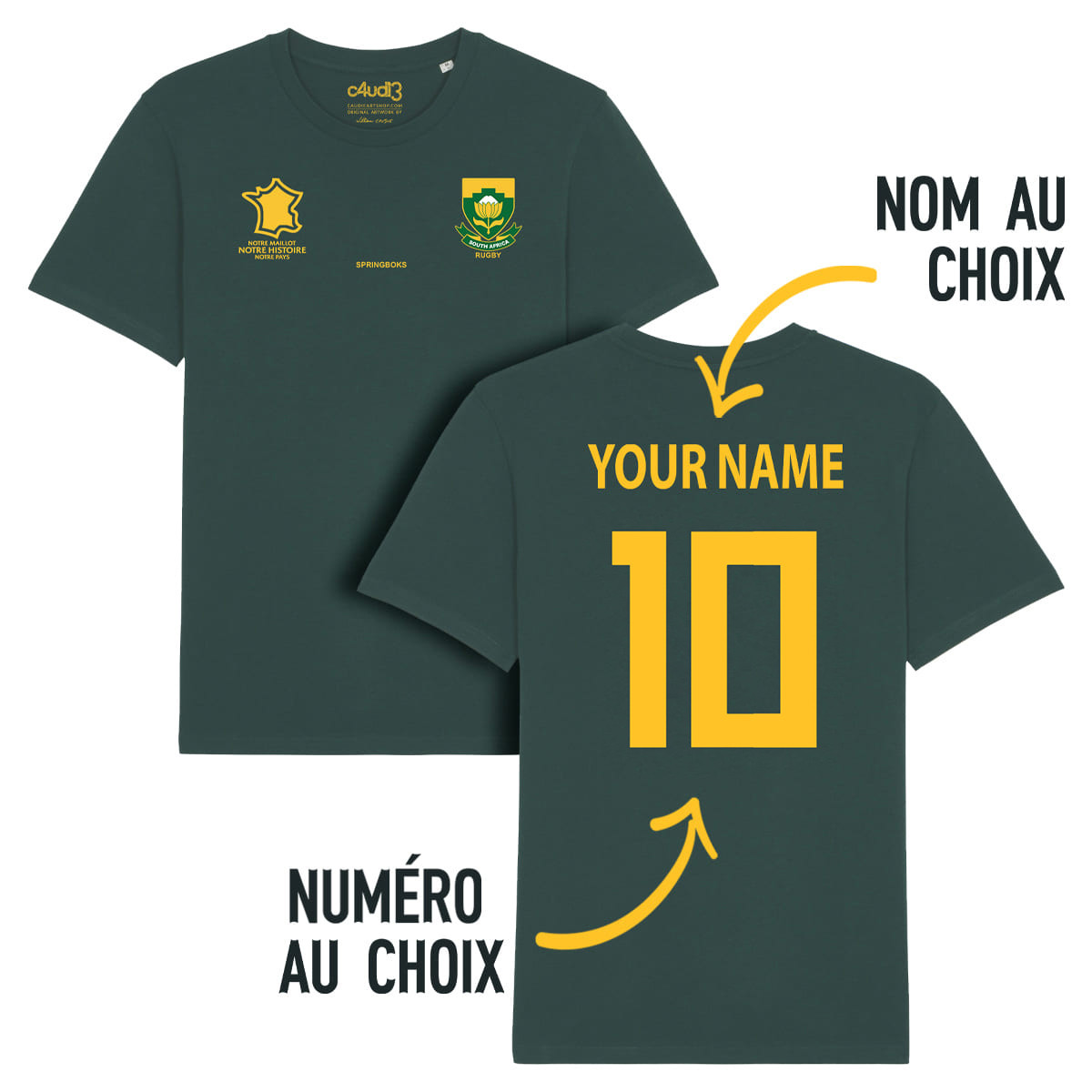Équipe d Afrique Du Sud - Springboks rugby 2025 personnalisable - T-shirt femme - Vert - Caudie