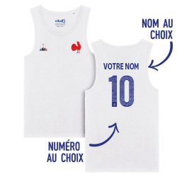 Équipe de France rugby 2025 personnalisable - Débardeur adulte - Blanc - Caudie