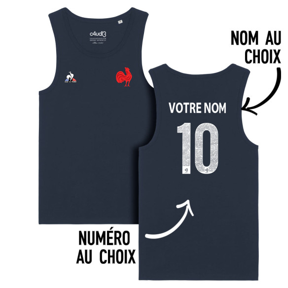 Équipe de France rugby 2025 personnalisable - Débardeur adulte - Navy - Caudie