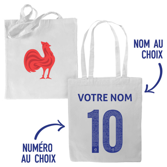 Équipe de France rugby 2025 personnalisable - Tote bag - Blanc - Caudie