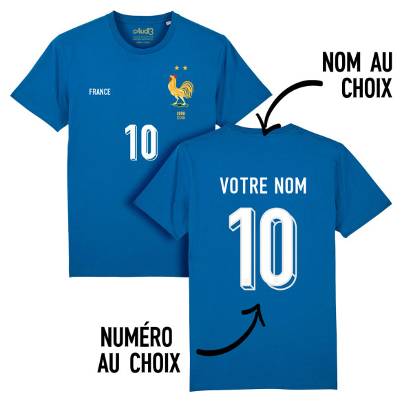 Équipe de France foot 2025 personnalisable - Tee-shirt enfant - Bleu - Caudie