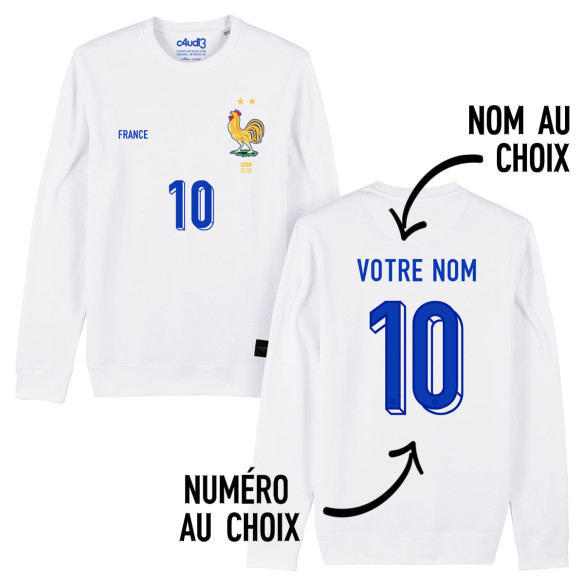 Équipe de France foot 2025 personnalisable - Sweat - Blanc - Caudie