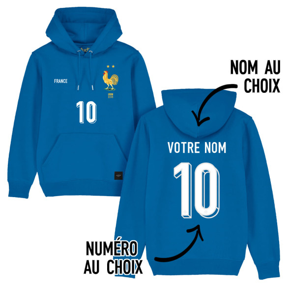 Équipe de France foot 2025 personnalisable - Hoodie - Bleu - Caudie