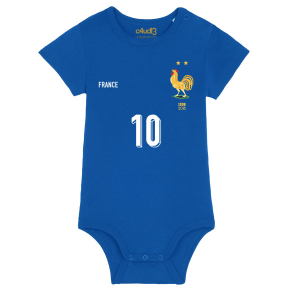 Équipe de France foot 2025 personnalisable - Body bébé - Bleu -