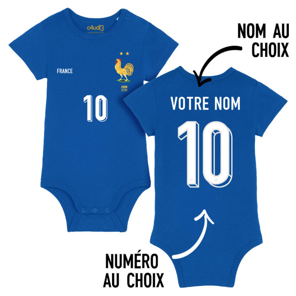 Équipe de France foot 2025 personnalisable - Body bébé - Bleu -