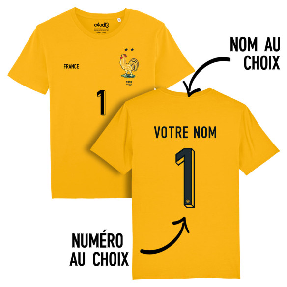 Équipe de France foot gardien 2025 personnalisable - Tee-shirt homme - Jaune - Caudie