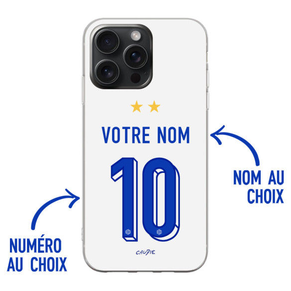 Équipe de France foot 2025 personnalisable - Coque de téléphone - Blanc - Caudie