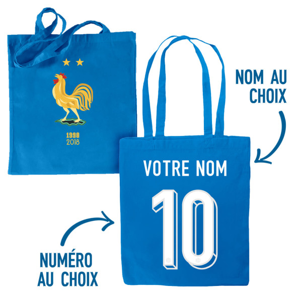 Équipe de France foot 2025 personnalisable - Tote bag - Bleu - Caudie