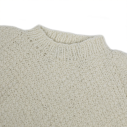 Chamula handknit \\"double rice grain\\" pullover in merino wool - Ivory  - Caudie