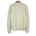 Chamula handknit \\"double rice grain\\" pullover in merino wool - Ivory  - Caudie