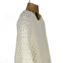 Chamula handknit \\"double rice grain\\" pullover in merino wool - Ivory  - Caudie