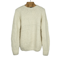 Chamula handknit \\"double rice grain\\" pullover in merino wool - Ivory  - Caudie