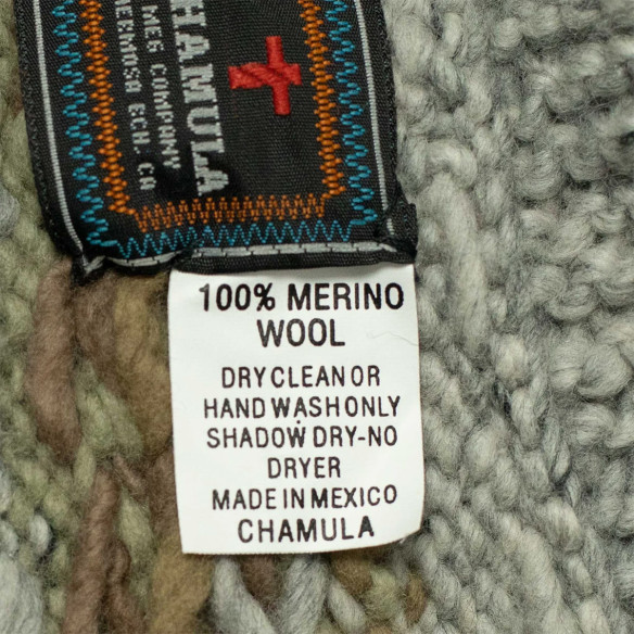 Cardigan zippé style cowichan en laine mérinos tricoté à la main - Gris perle - Caudie