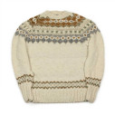 Chamula - Handknit Fair Isle crewneck sweater in merino wool - Ivory - Caudie