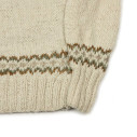 Chamula - Handknit Fair Isle crewneck sweater in merino wool - Ivory - Caudie