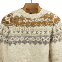 Chamula - Handknit Fair Isle crewneck sweater in merino wool - Ivory - Caudie