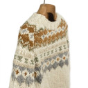 Chamula - Handknit Fair Isle crewneck sweater in merino wool - Ivory - Caudie