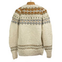 Chamula - Handknit Fair Isle crewneck sweater in merino wool - Ivory - Caudie