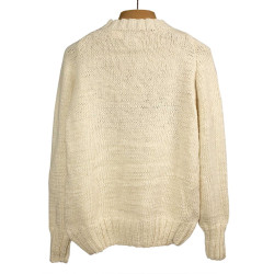 Handknit American flag crewneck sweater in merino wool - Ivory - Caudie 2