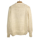 Handknit American flag crewneck sweater in merino wool - Ivory - Caudie