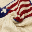 Handknit American flag crewneck sweater in merino wool - Ivory - Caudie