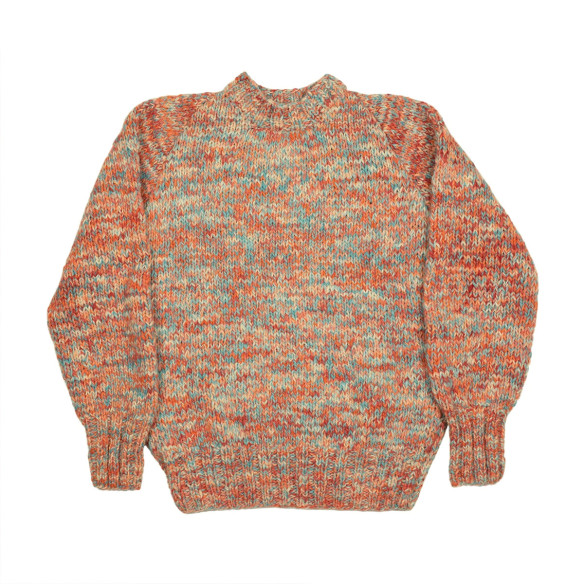Handknit crewneck sweater in merino wool - Mixed heather pastels - Caudie