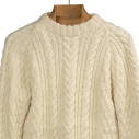 Handknit fisherman pullover in merino wool - Ivory - Caudie