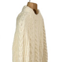 Handknit fisherman pullover in merino wool - Ivory - Caudie