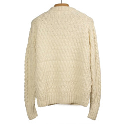 Handknit fisherman pullover in merino wool - Ivory - Caudie 2