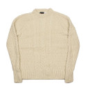 Handknit fisherman pullover in merino wool - Ivory - Caudie