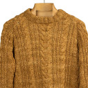 Handknit fisherman pullover in merino wool - Camel  - Caudie