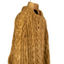 Handknit fisherman pullover in merino wool - Camel  - Caudie