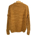 Handknit fisherman pullover in merino wool - Camel  - Caudie